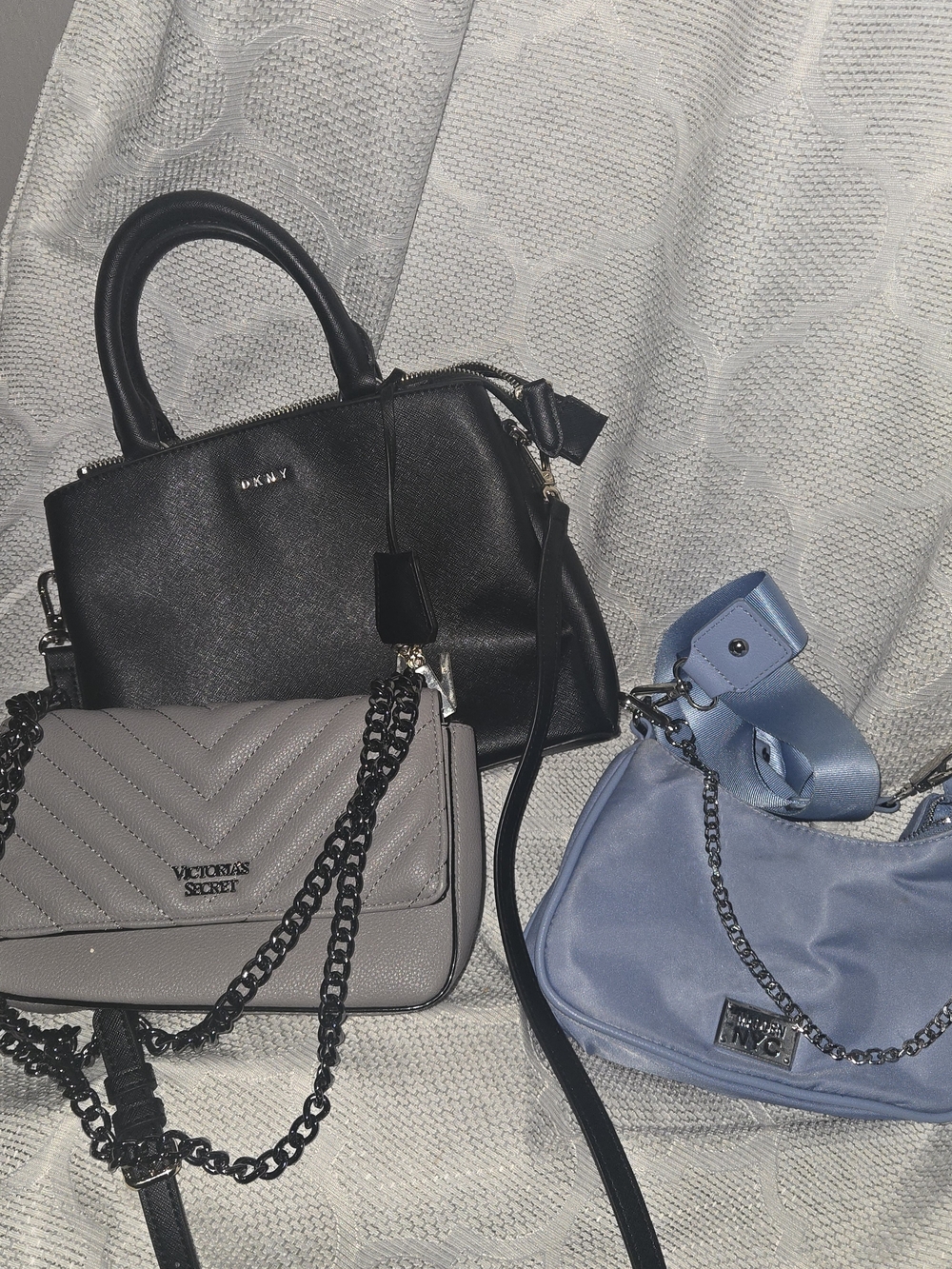 DKNY Black Leather Top-Handle Bag Bundle Of 3